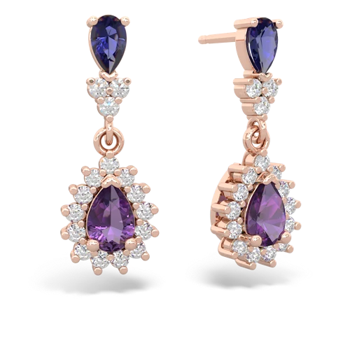 lab sapphire-amethyst dangle earrings