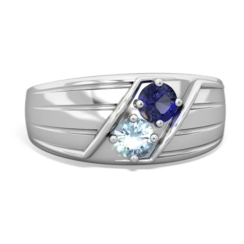 lab sapphire-aquamarine mens ring