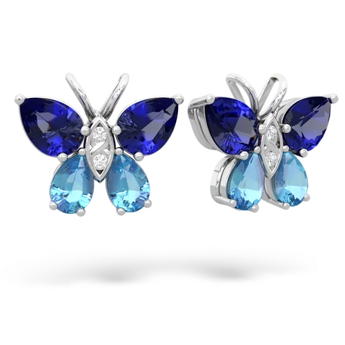 lab sapphire-blue topaz butterfly earrings