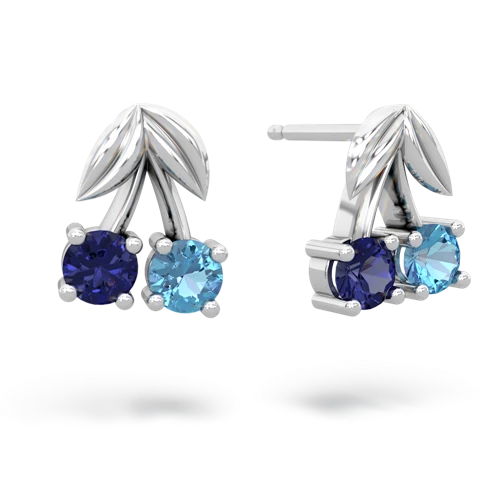 lab sapphire-blue topaz cherries earrings