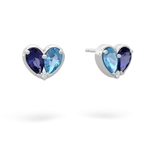 lab sapphire-blue topaz one heart earrings