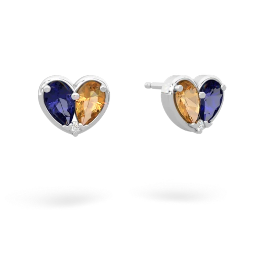 lab sapphire-citrine one heart earrings