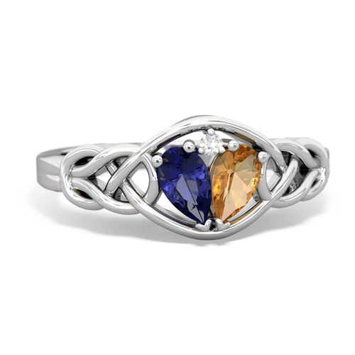 lab sapphire-citrine celtic knot ring