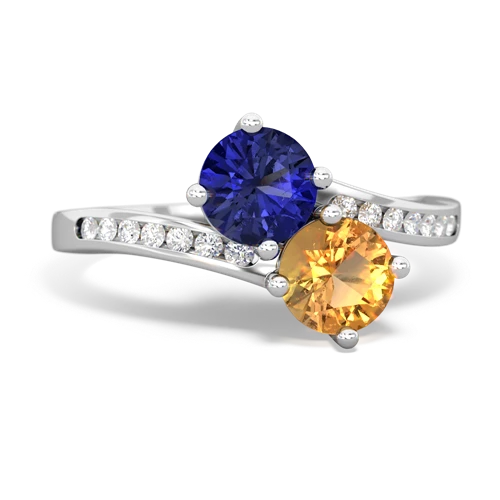 lab sapphire-citrine two stone channel ring