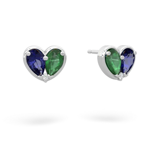 lab sapphire-emerald one heart earrings