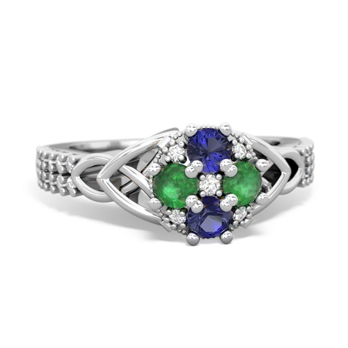 lab sapphire-emerald engagement ring