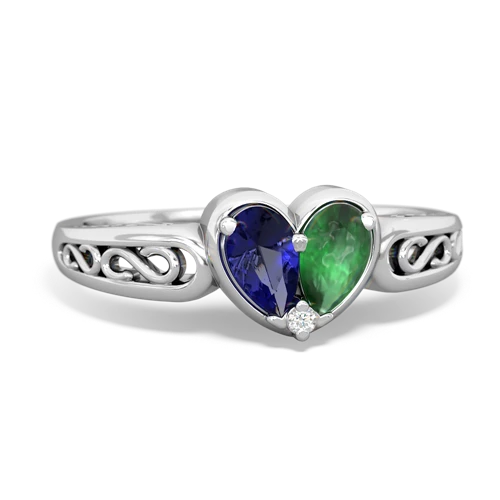 lab sapphire-emerald filligree ring
