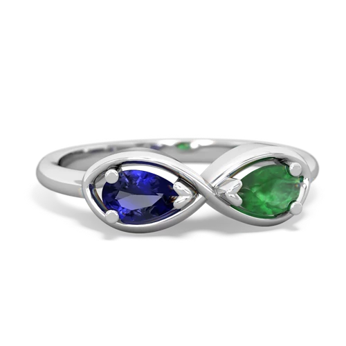 lab sapphire-emerald infinity ring