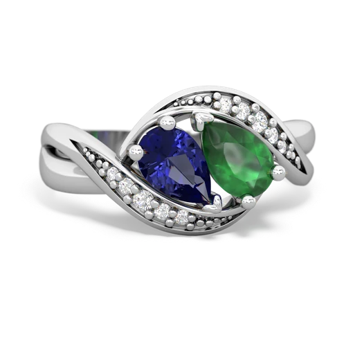 lab sapphire-emerald keepsake curls ring