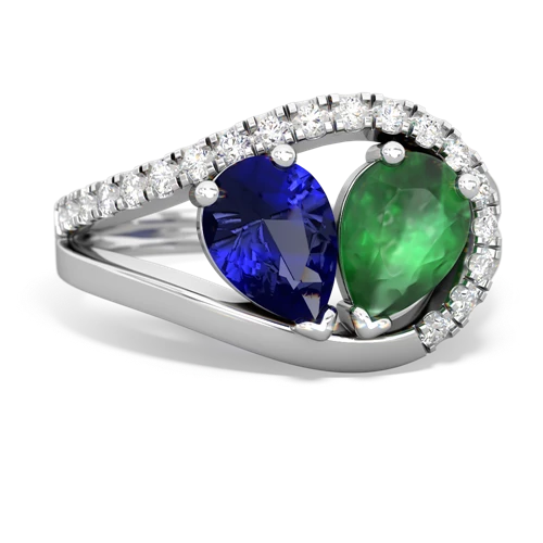 lab sapphire-emerald pave heart ring