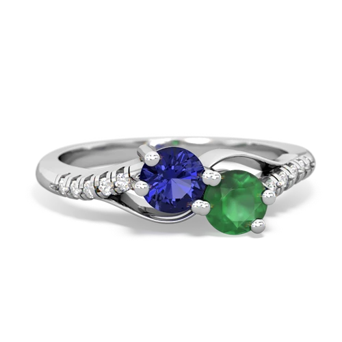 lab sapphire-emerald two stone infinity ring