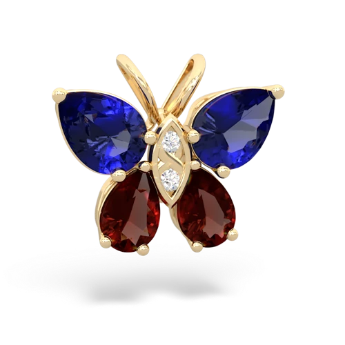 lab sapphire-garnet butterfly pendant
