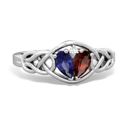 lab sapphire-garnet celtic knot ring