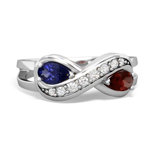 lab sapphire-garnet diamond infinity ring
