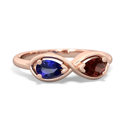 lab sapphire-garnet infinity ring