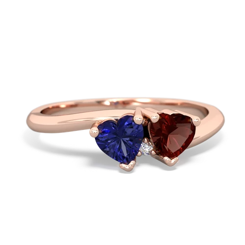 lab sapphire-garnet sweethearts promise ring