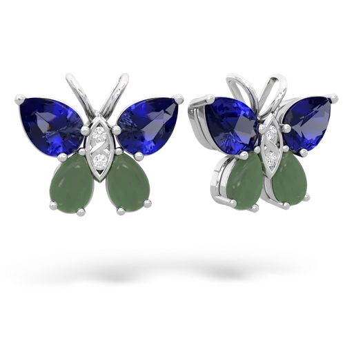 lab sapphire-jade butterfly earrings