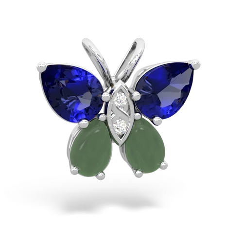 lab sapphire-jade butterfly pendant