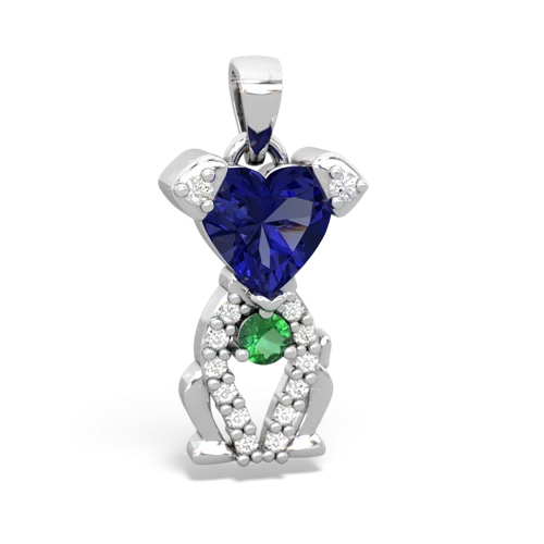 lab sapphire-lab emerald birthstone puppy pendant