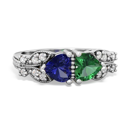 lab sapphire-lab emerald keepsake butterfly ring