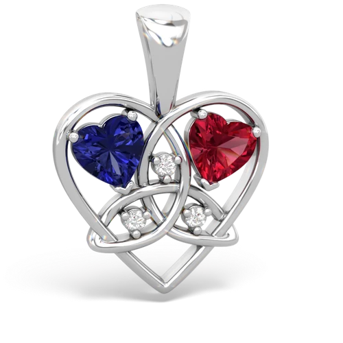lab sapphire-lab ruby celtic heart pendant