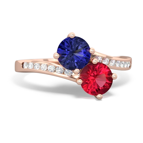 lab sapphire-lab ruby two stone channel ring