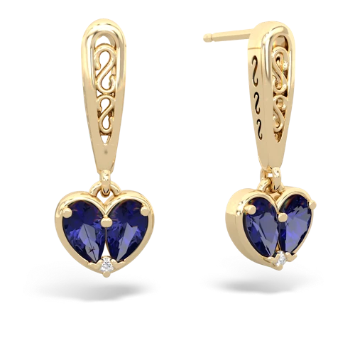 lab sapphire-lab sapphire filligree earrings
