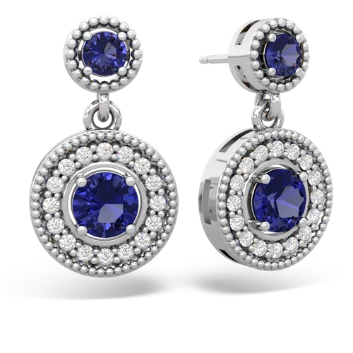 lab sapphire-lab sapphire halo earrings