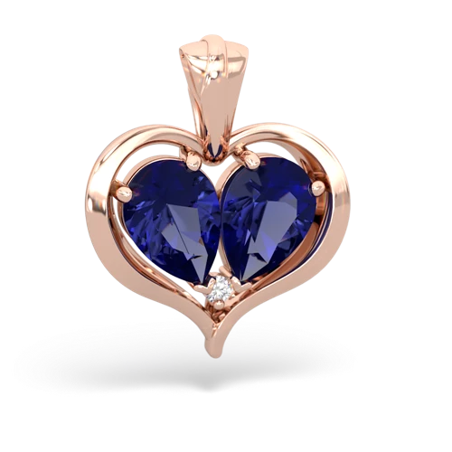 lab sapphire-lab sapphire half heart whole pendant