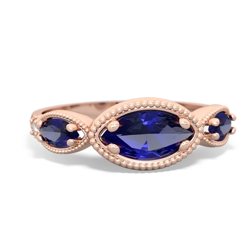 aquamarine-pink sapphire milgrain marquise ring