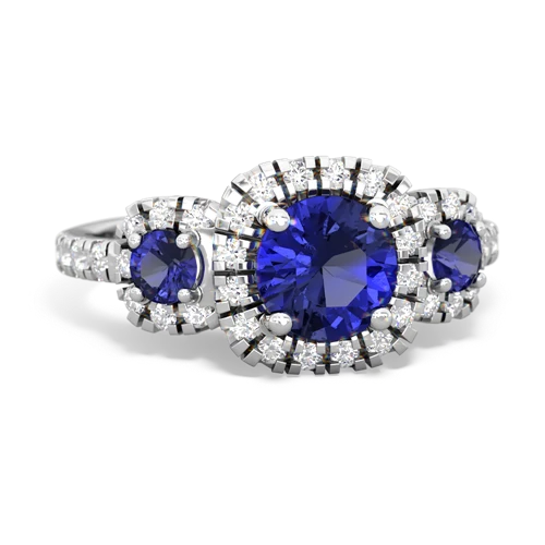 blue topaz-emerald three stone regal ring
