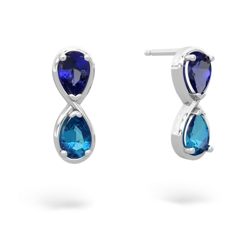 lab sapphire-london topaz infinity earrings