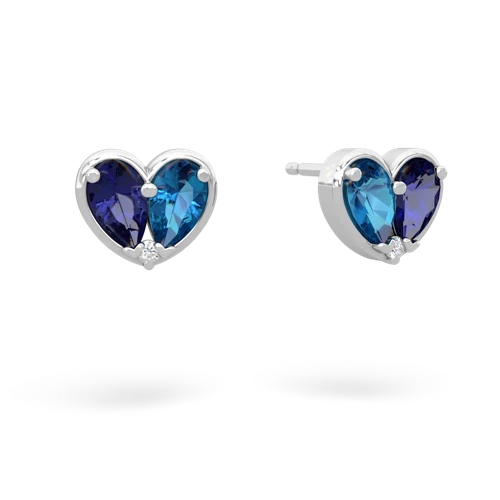 lab sapphire-london topaz one heart earrings