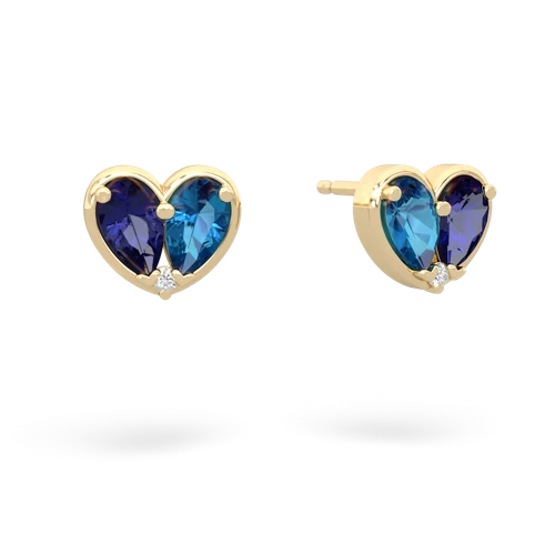 lab sapphire-london topaz one heart earrings