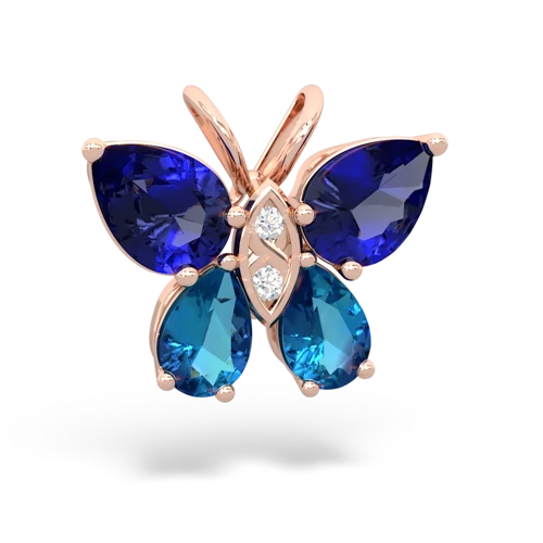 lab sapphire-london topaz butterfly pendant