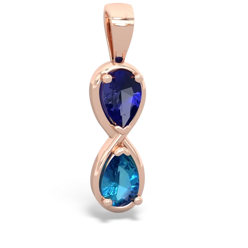 lab sapphire-london topaz infinity pendant