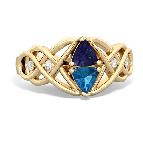 lab sapphire-london topaz celtic knot ring