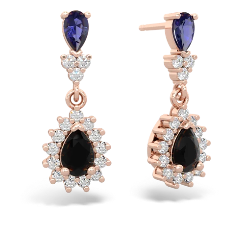 lab sapphire-onyx dangle earrings