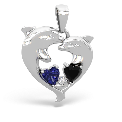 lab sapphire-onyx dolphins pendant
