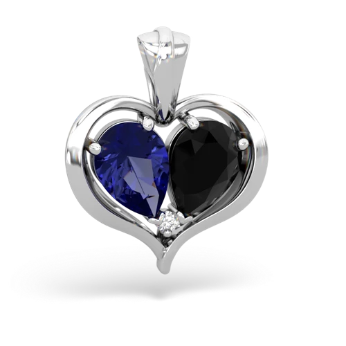 lab sapphire-onyx half heart whole pendant