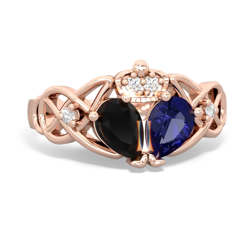 lab sapphire-onyx claddagh ring