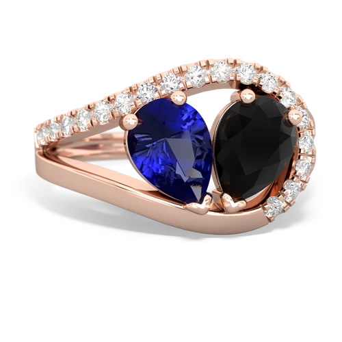 lab sapphire-onyx pave heart ring