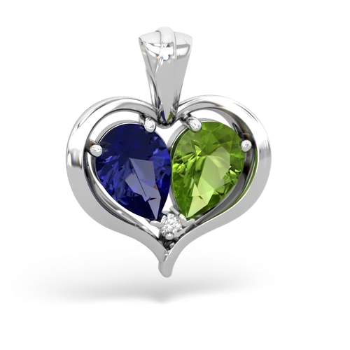 lab sapphire-peridot half heart whole pendant