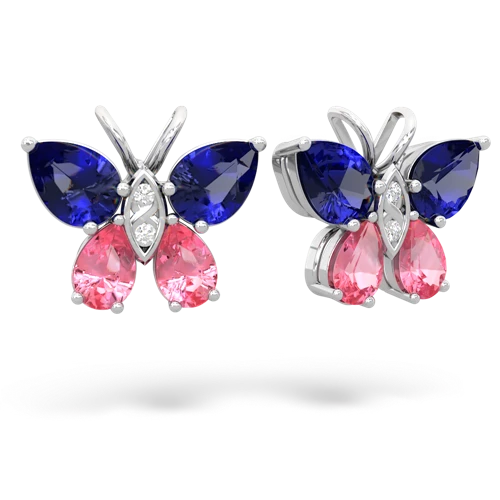 lab sapphire-pink sapphire butterfly earrings