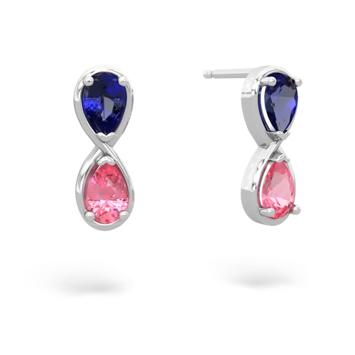 lab sapphire-pink sapphire infinity earrings