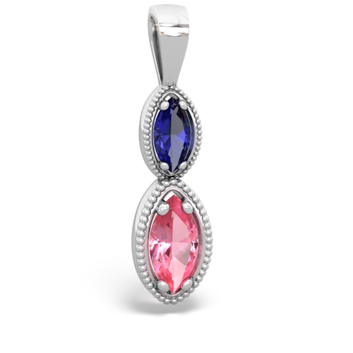 lab sapphire-pink sapphire antique milgrain pendant