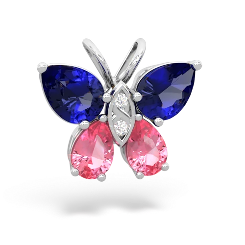 lab sapphire-pink sapphire butterfly pendant