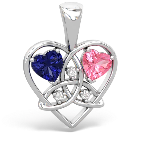 lab sapphire-pink sapphire celtic heart pendant