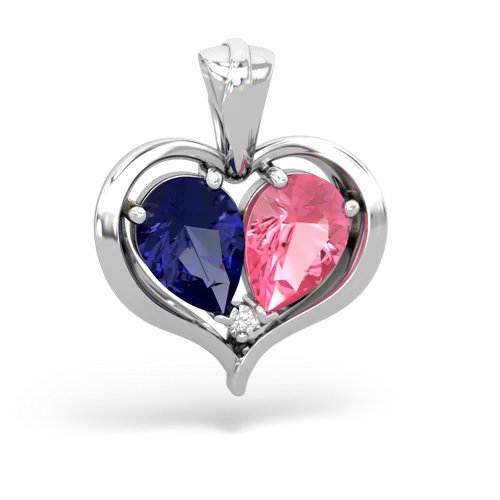 lab sapphire-pink sapphire half heart whole pendant
