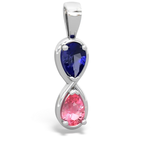 lab sapphire-pink sapphire infinity pendant